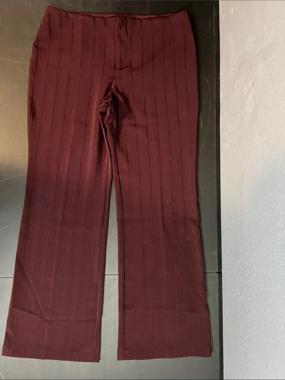 Iz Byer Women's Burgundy Pinstripe Trousers
